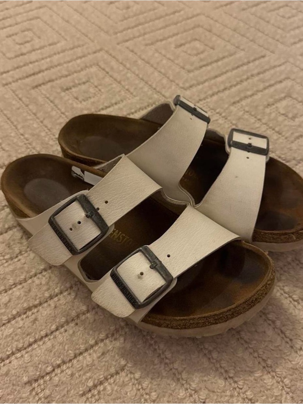 White Double-Buckle Comfort Sandals - Women